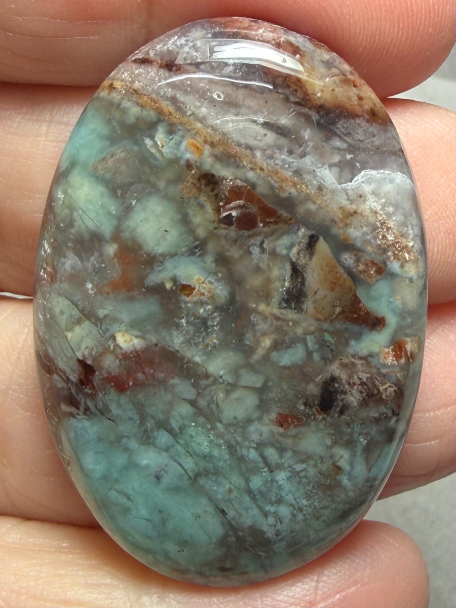 Oval 42x28mm Aqua Chalcedony Cabochon 44