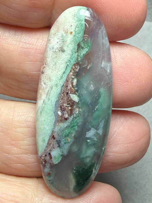 Oval 46x18mm Aqua Chalcedony Cabochon 52