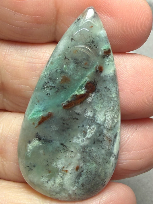 Teardrop 45x24mm Aqua Chalcedony Cabochon 53