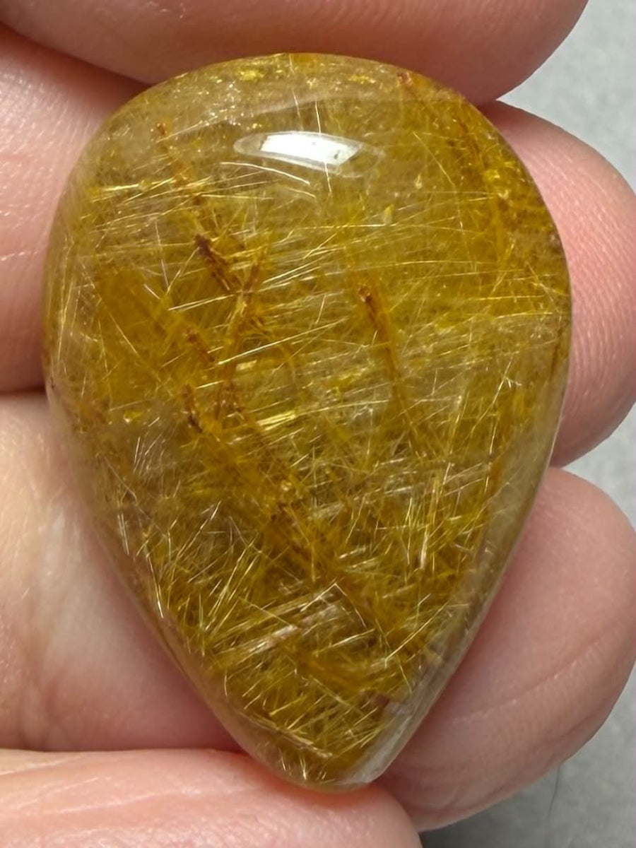 Teardrop 27x19mm Rutilated Quartz Cabochon 48