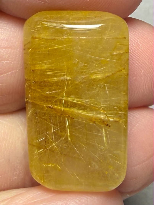 Rectangle 27x15mm Rutilated Quartz Cabochon 52