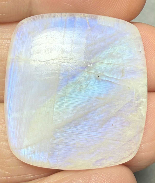 Rectangle 28x26mm Rainbow Moonstone Cabochon 14