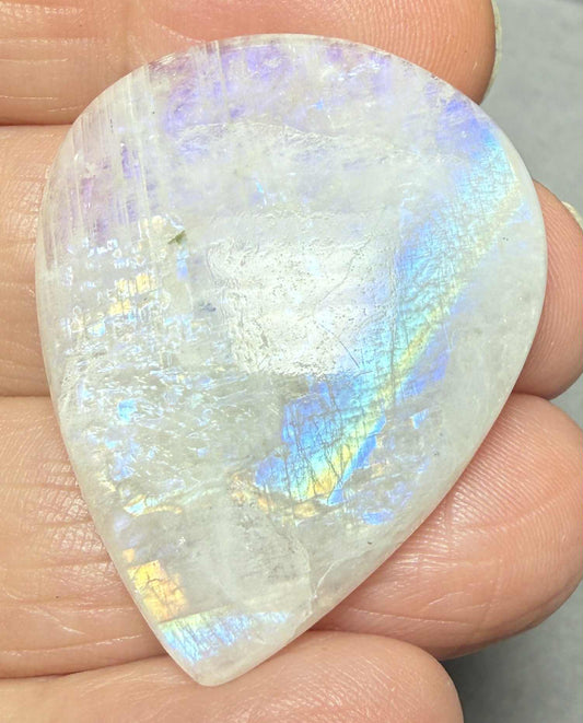 Teardrop 37x29mm Rainbow Moonstone Cabochon 27
