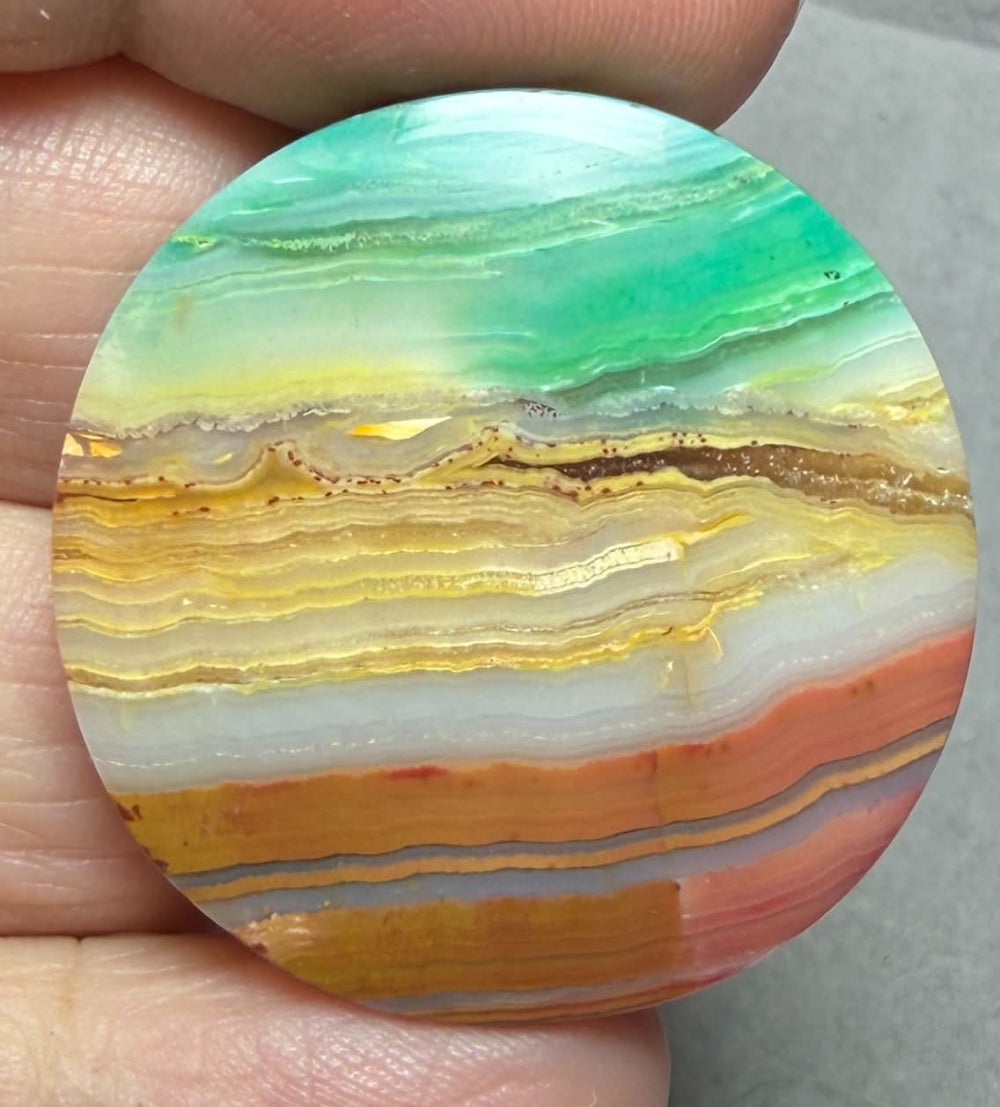 Round 33x33mm Colour Enhanced Agate Cabochon 77
