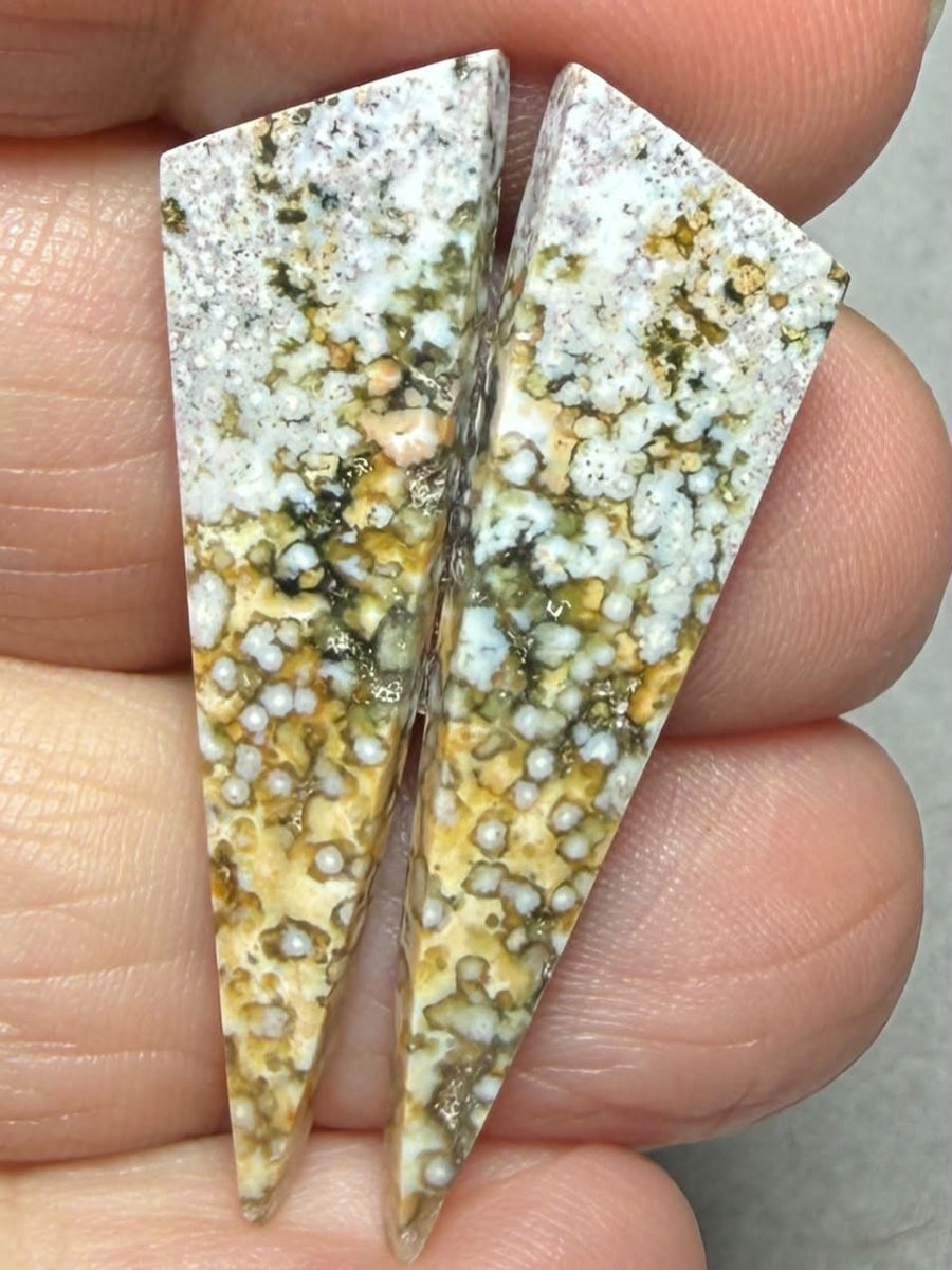 Freeform 38x10mm Ocean Jasper Cabochon Pair 48