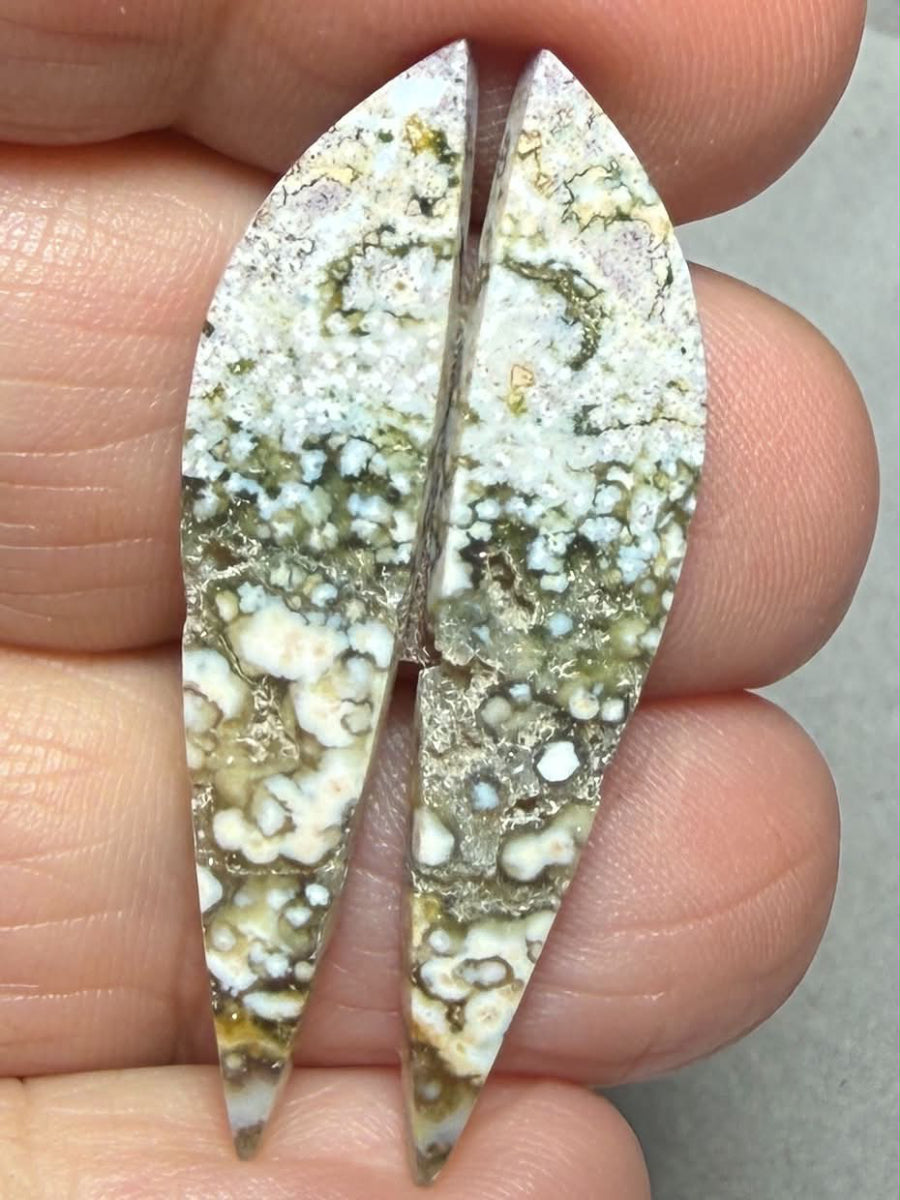 Freeform 38x8mm Ocean Jasper Cabochon Pair 60