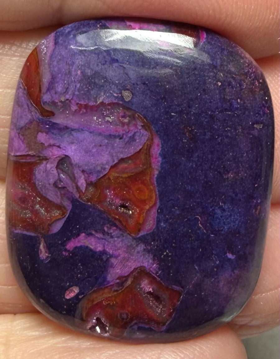 Rectangle 30x24mm Purple Suji Stone Cabochon 26