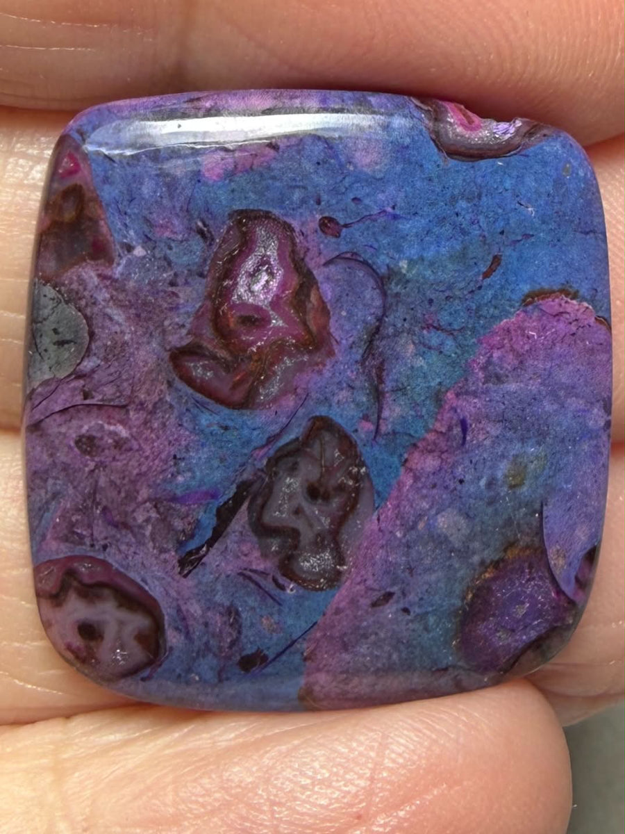 Rectangle 27x25mm Purple Suji Stone Cabochon 27