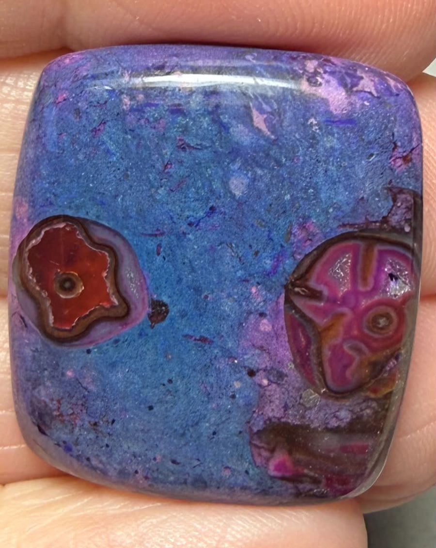 Rectangle 27x24mm Purple Suji Stone Cabochon 34