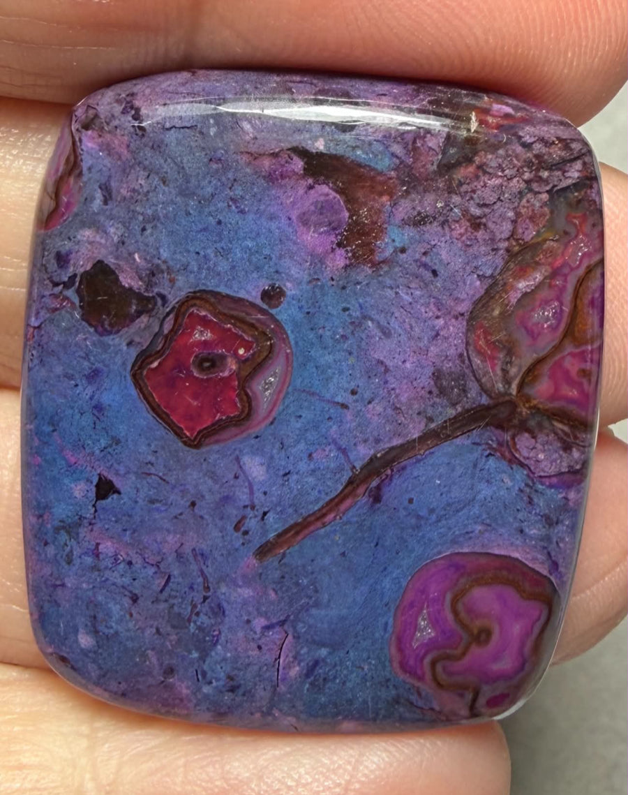 Rectangle 35x30mm Purple Suji Stone Cabochon 40