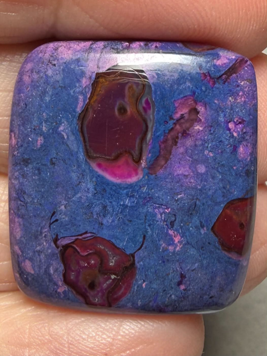 Rectangle 27x24mm Purple Suji Stone Cabochon 48