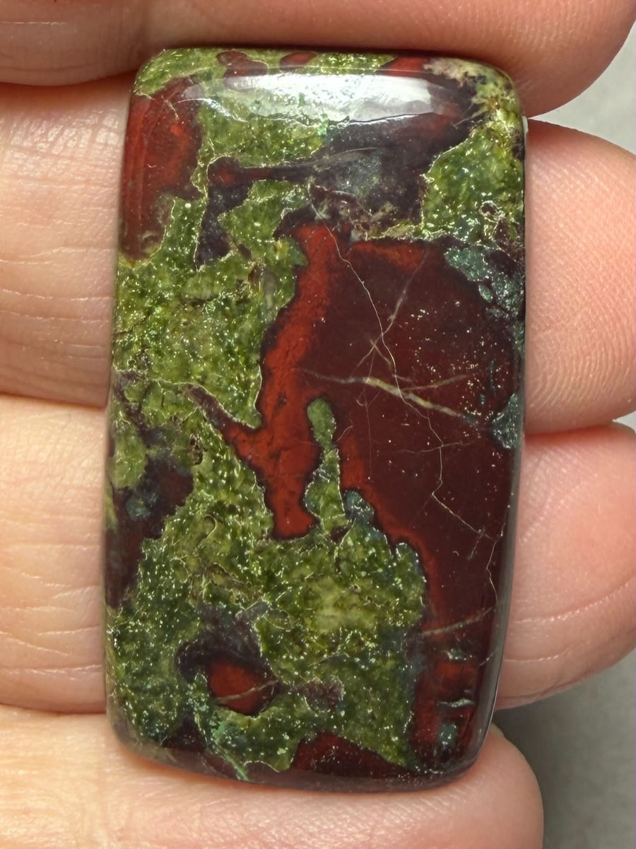 Rectangle 37x20mm Dragon Blood Jasper Cabochon 44