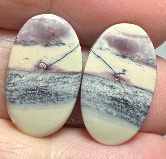 Oval 21x12mm Porcelain Jasper Cabochon Pair 01