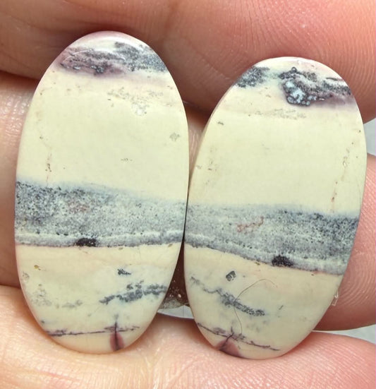 Oval 27x14mm Porcelain Jasper Cabochon Pair 03