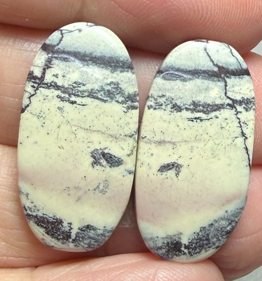 Oval 26x13mm Porcelain Jasper Cabochon Pair 04