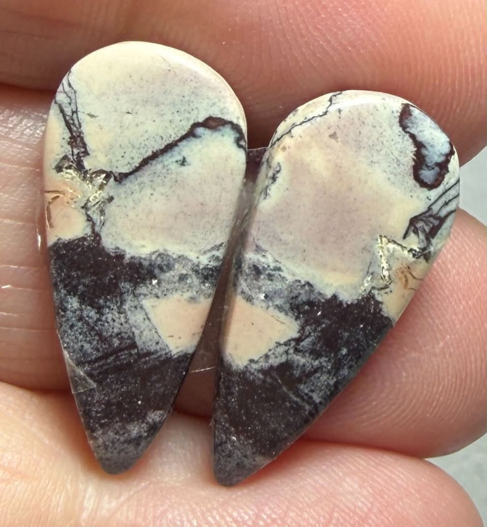 Teardrop 24x11mm Porcelain Jasper Cabochon Pair 11