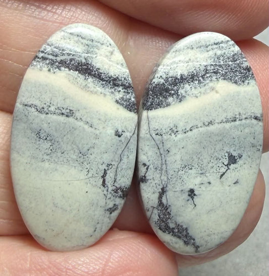 Oval 25x14mm Porcelain Jasper Cabochon Pair 20