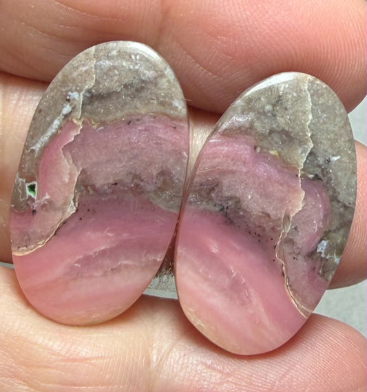 Oval 28x16mm Peruvian Pink Opal Cabochon Pair 06
