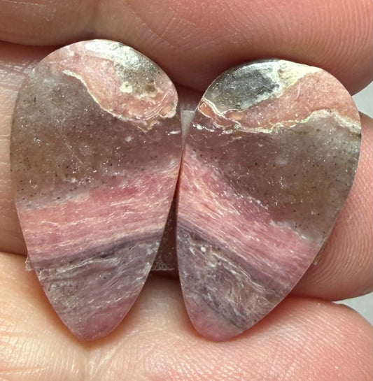 Teardrop 22x12mm Peruvian Pink Opal Cabochon Pair 08