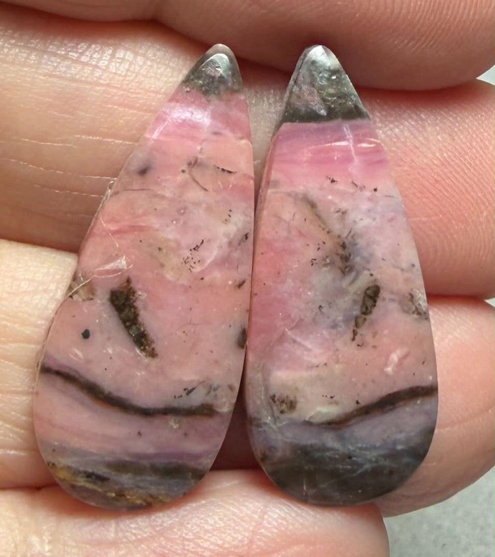 Teardrop 28x12mm Peruvian Pink Opal Cabochon Pair 20