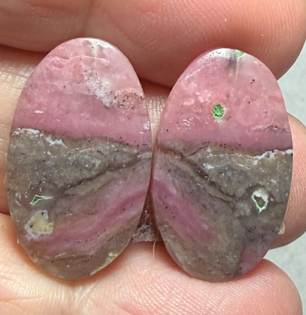 Oval 24x14mm Peruvian Pink Opal Cabochon Pair 21