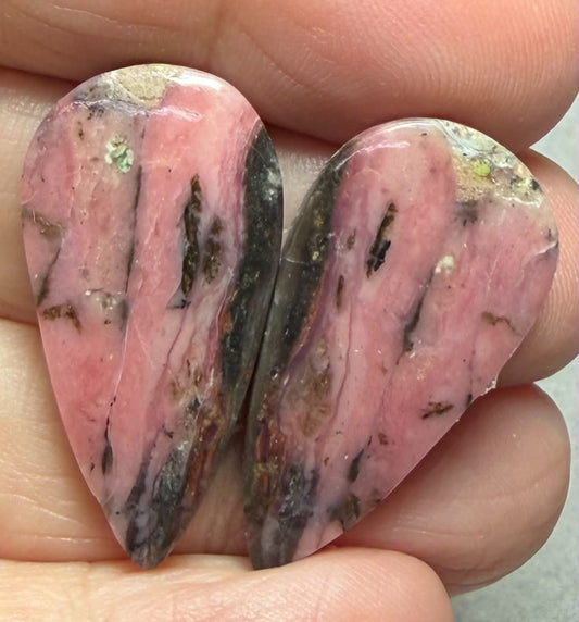 Teardrop 29x15mm Peruvian Pink Opal Cabochon Pair 26