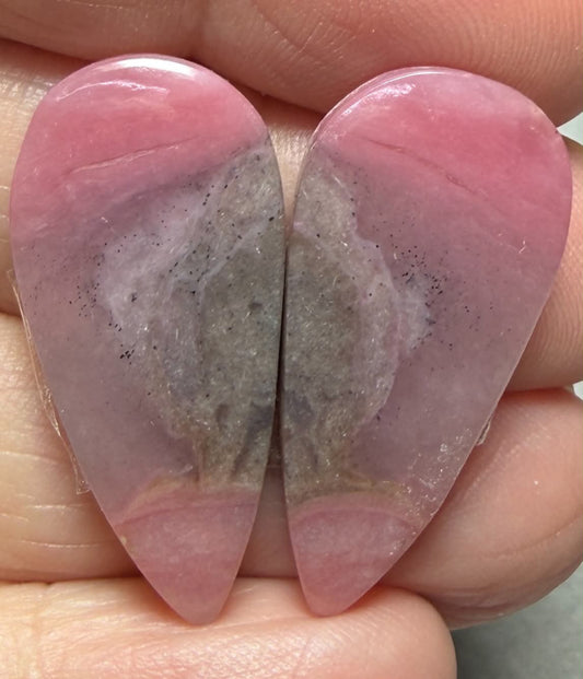 Teardrop 29x14mm Peruvian Pink Opal Cabochon Pair 32
