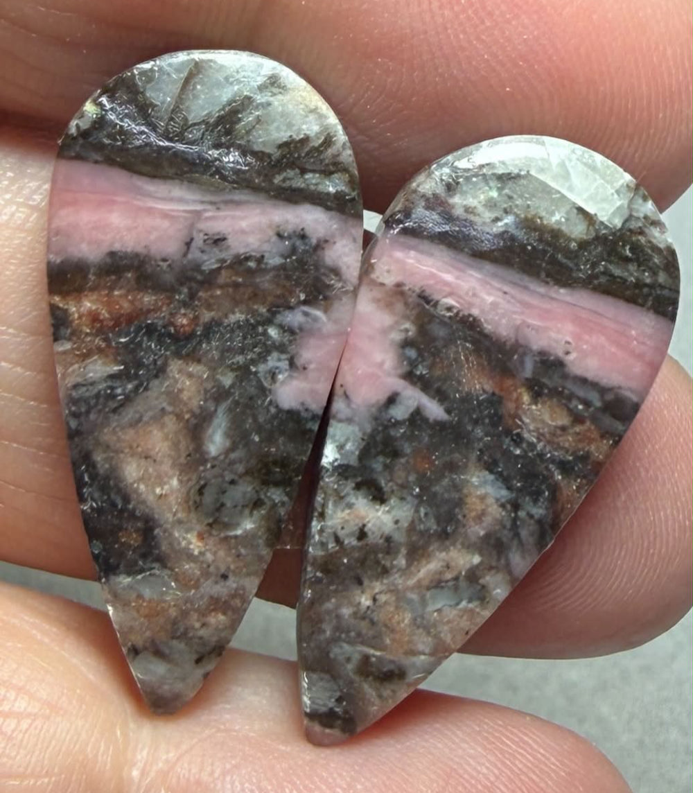 Teardrop 29x13mm Peruvian Pink Opal Cabochon Pair 33