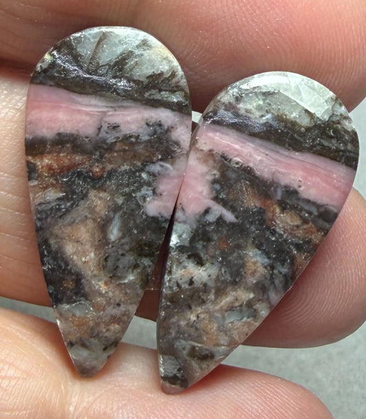 Teardrop 29x13mm Peruvian Pink Opal Cabochon Pair 33