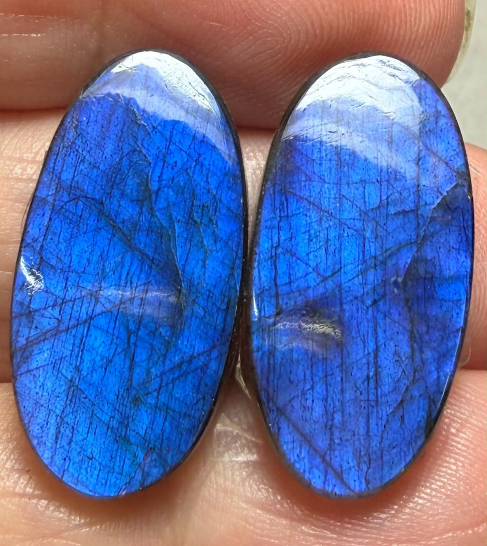Oval 26x13mm Labradorite Cabochon Pair 19