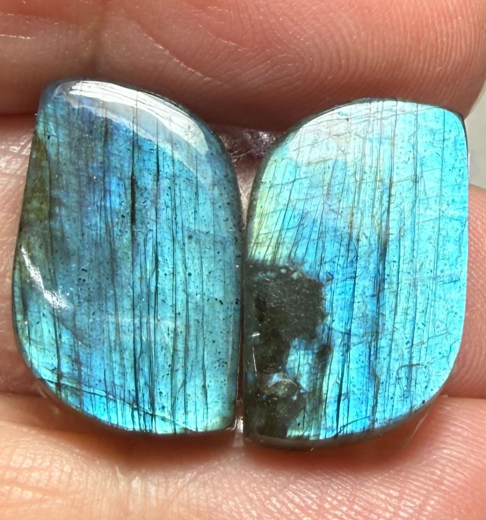Freeform 20x12mm Labradorite Cabochon Pair 26