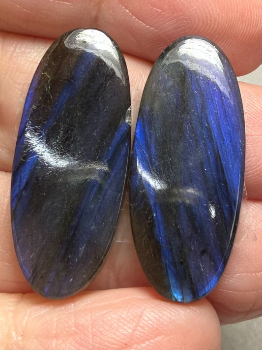 Oval 30x13mm Labradorite Cabochon Pair 27