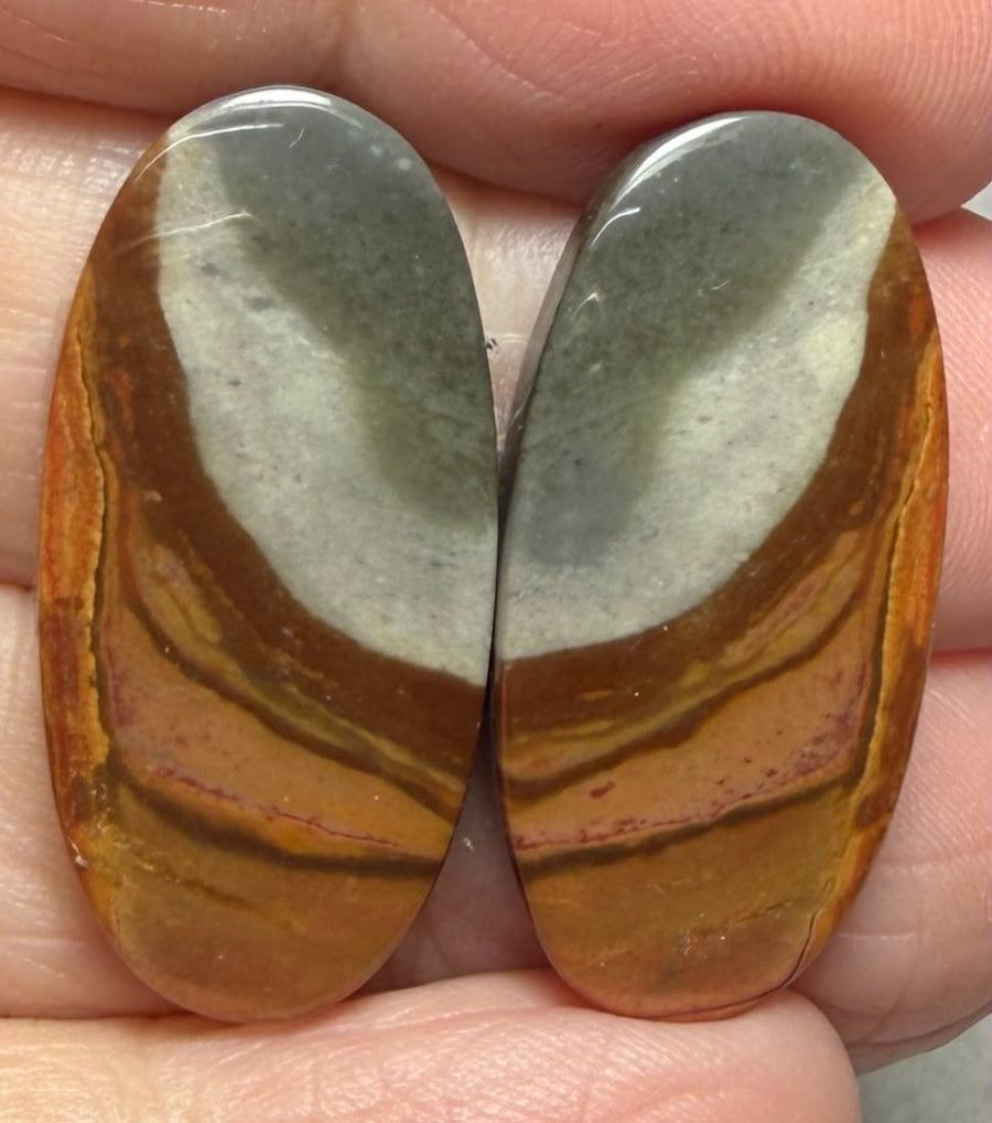 Oval 28x13mm Polychrome Jasper Cabochon Pair 15