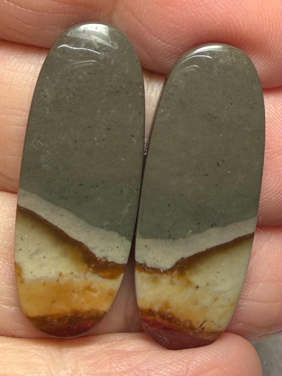 Oval 33x13mm Polychrome Jasper Cabochon Pair 23