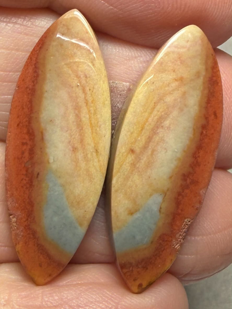 Marquise 30x11mm Polychrome Jasper Cabochon Pair 25