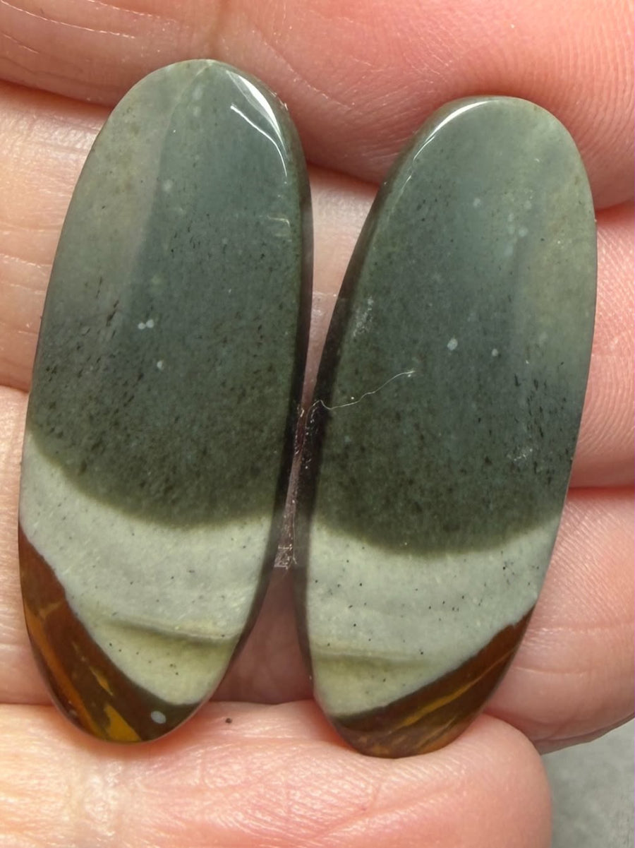 Oval 31x12mm Polychrome Jasper Cabochon Pair 27