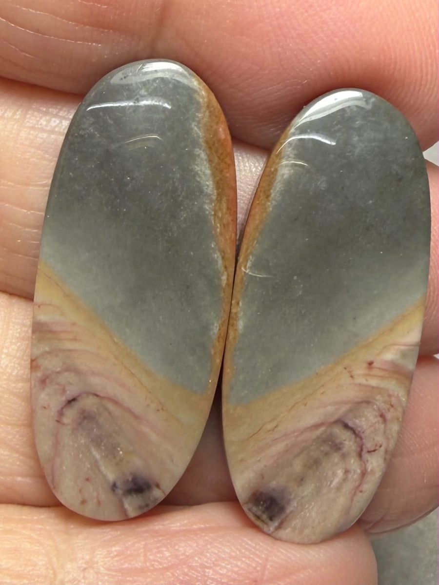 Oval 32x13mm Polychrome Jasper Cabochon Pair 30