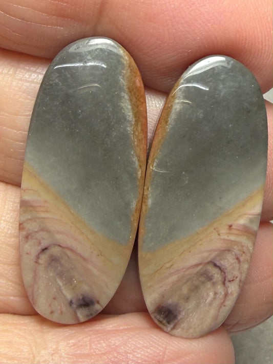 Oval 32x13mm Polychrome Jasper Cabochon Pair 30