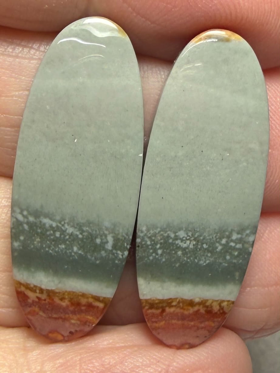 Oval 30x12mm Polychrome Jasper Cabochon Pair 42