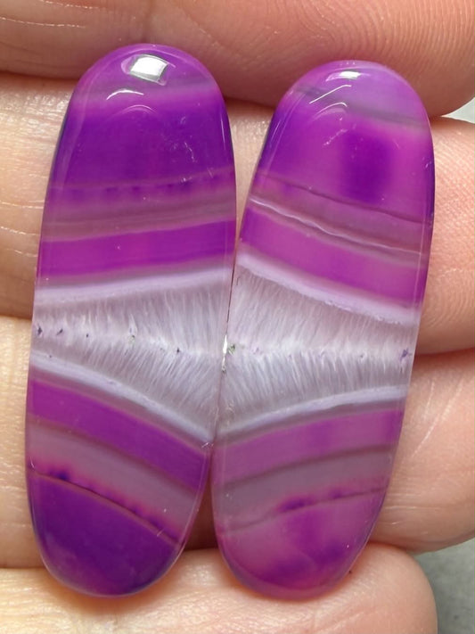 Oval 33x12mm Coloured Agate Cabochon Pair 58