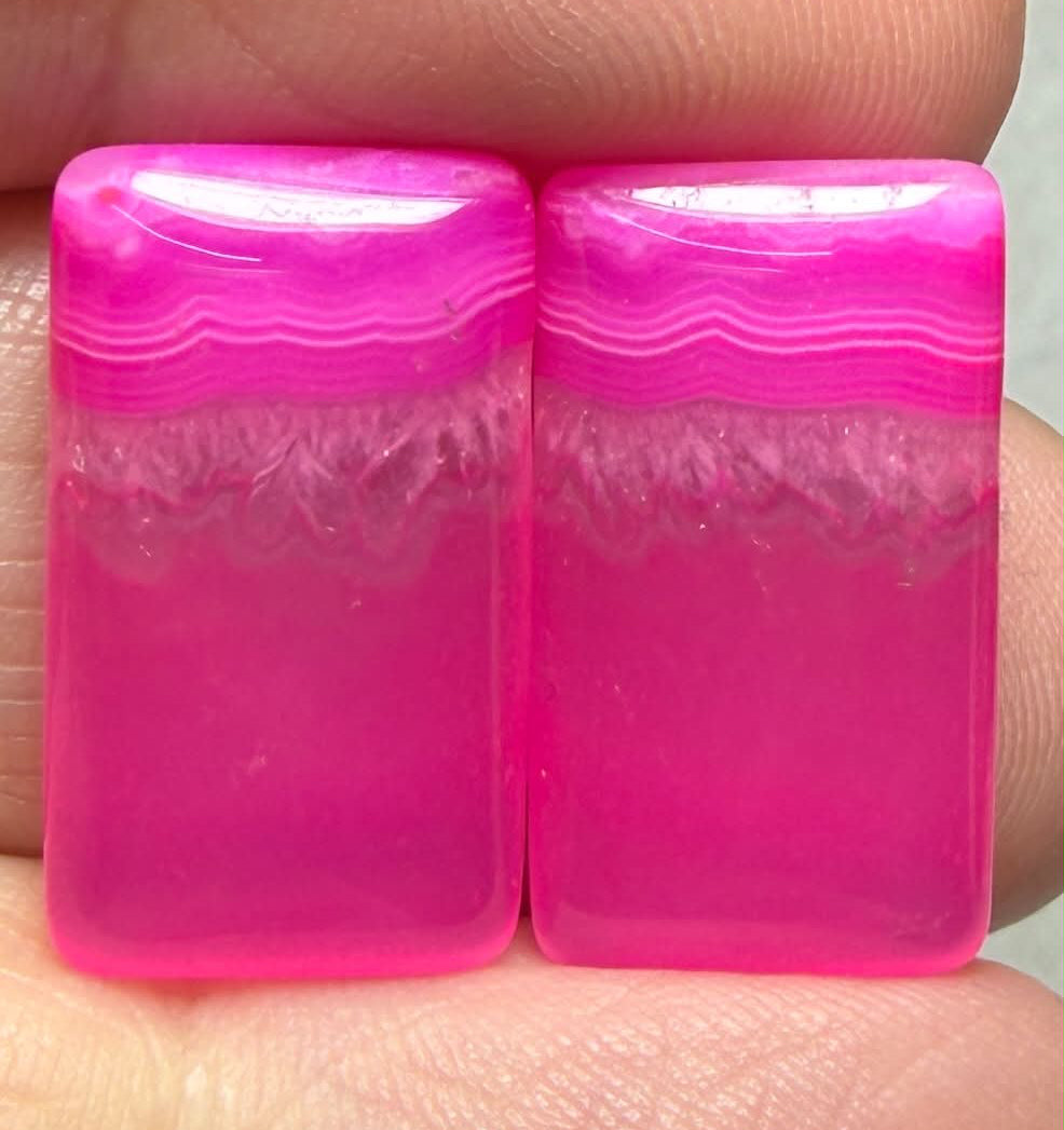 Rectangle 20x12mm Coloured Agate Cabochon Pair 60