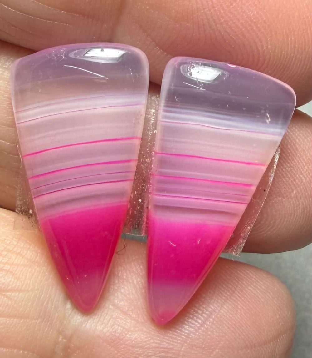 Freeform 25x13mm Coloured Agate Cabochon Pair 70