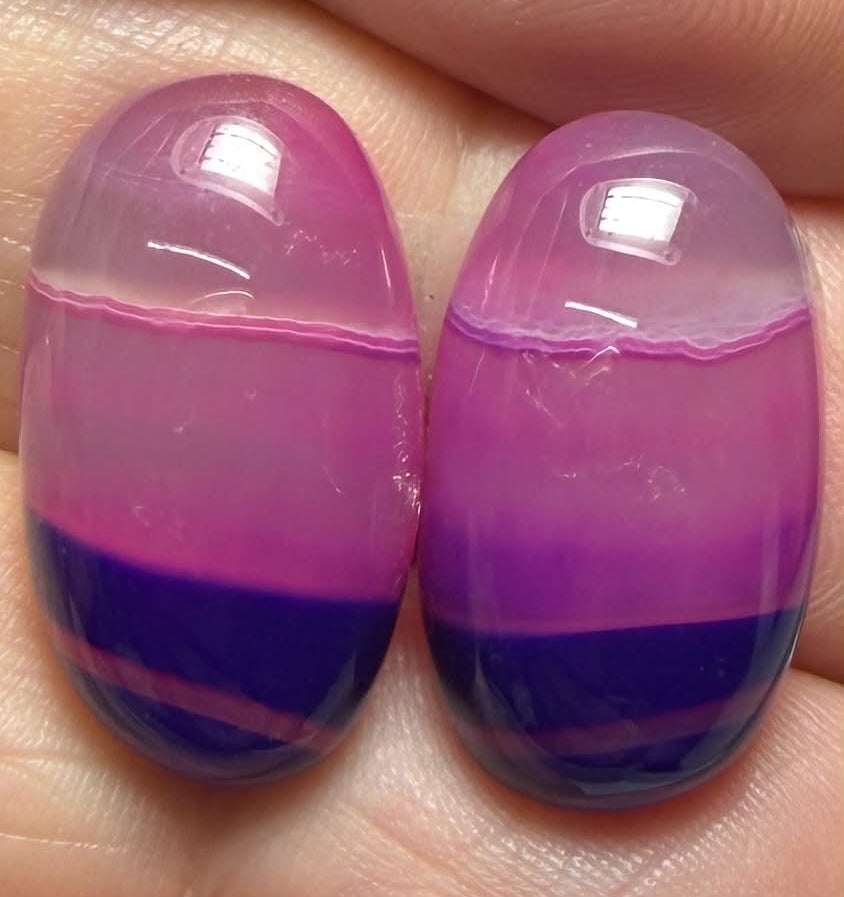 Oval 21x12mm Coloured Agate Cabochon Pair 78