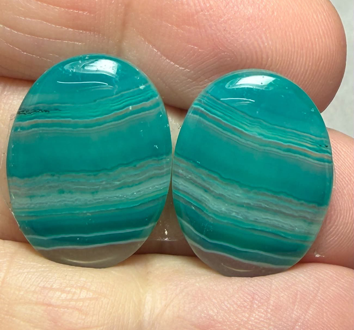 Oval 20x15mm Coloured Agate Cabochon Pair 79