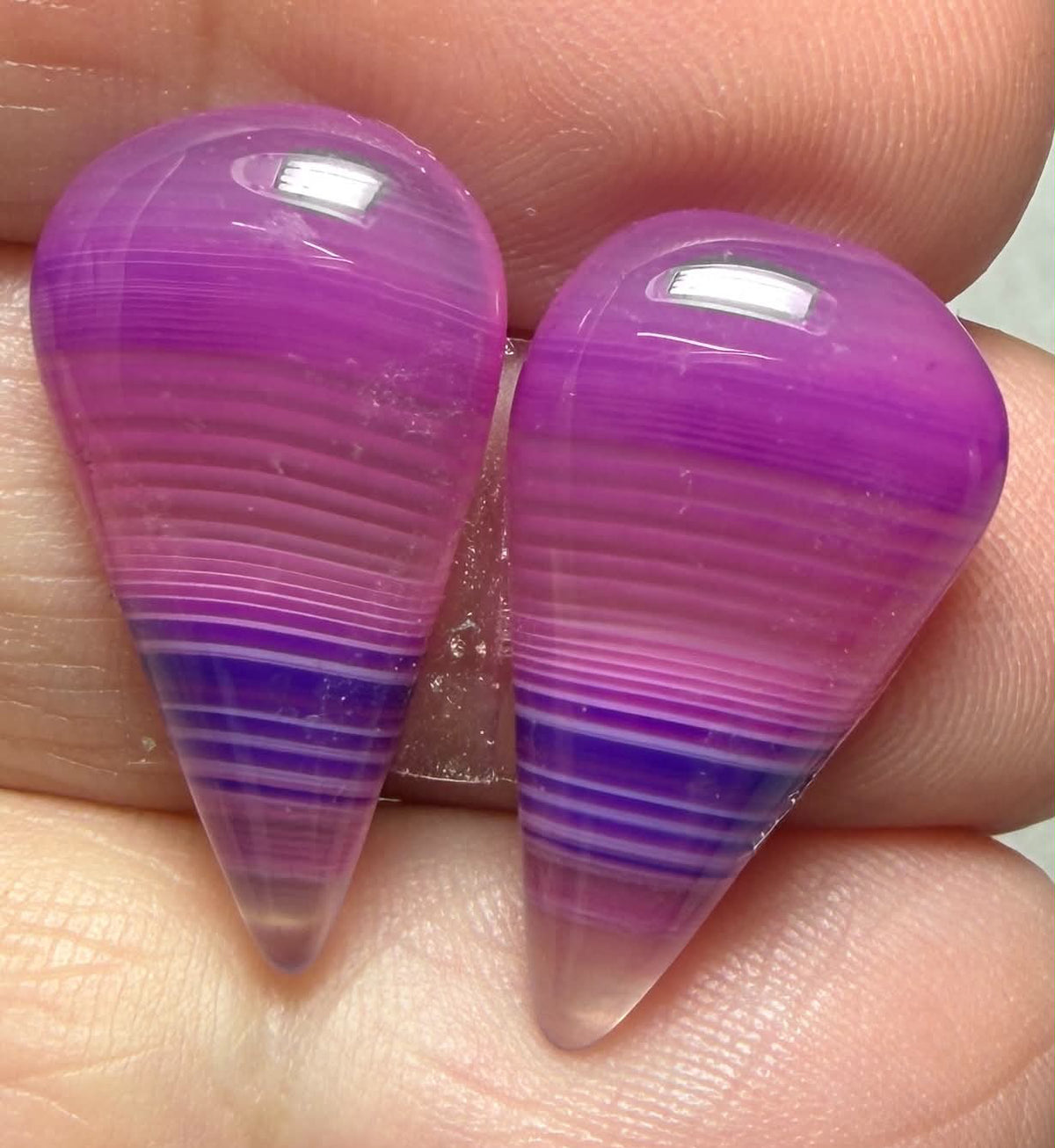 Freeform 23x13mm Coloured Agate Cabochon Pair 81