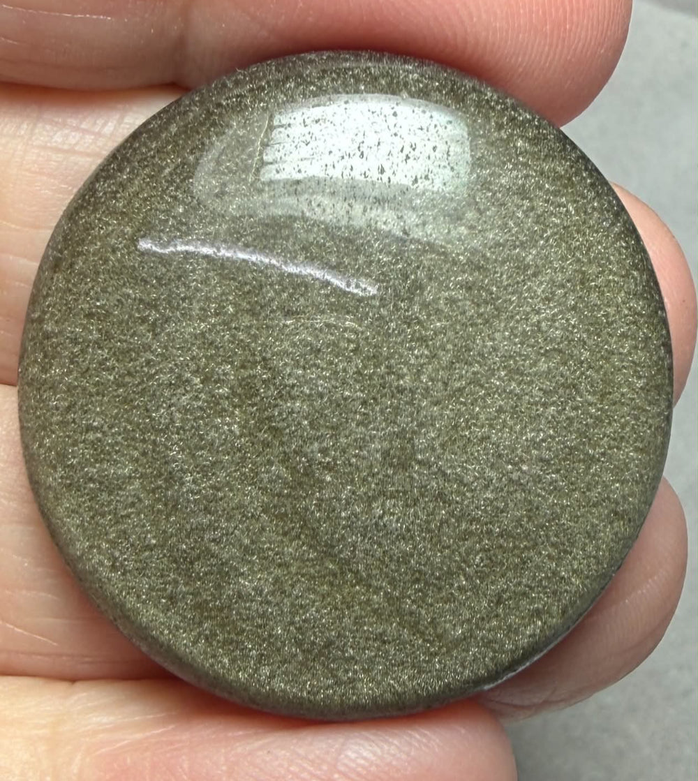 Round 33x33mm Gold Sheen Obsidian Cabochon 35
