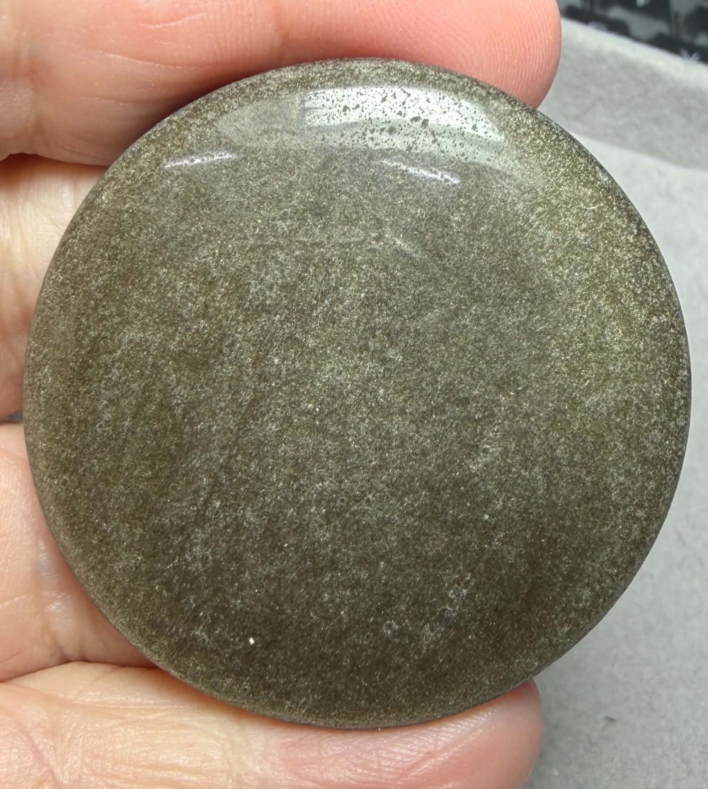 Round 35x35mm Gold Sheen Obsidian Cabochon 42