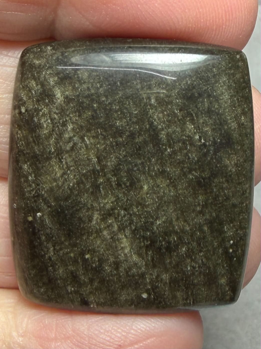 Rectangle 32x28mm Gold Sheen Obsidian Cabochon 45