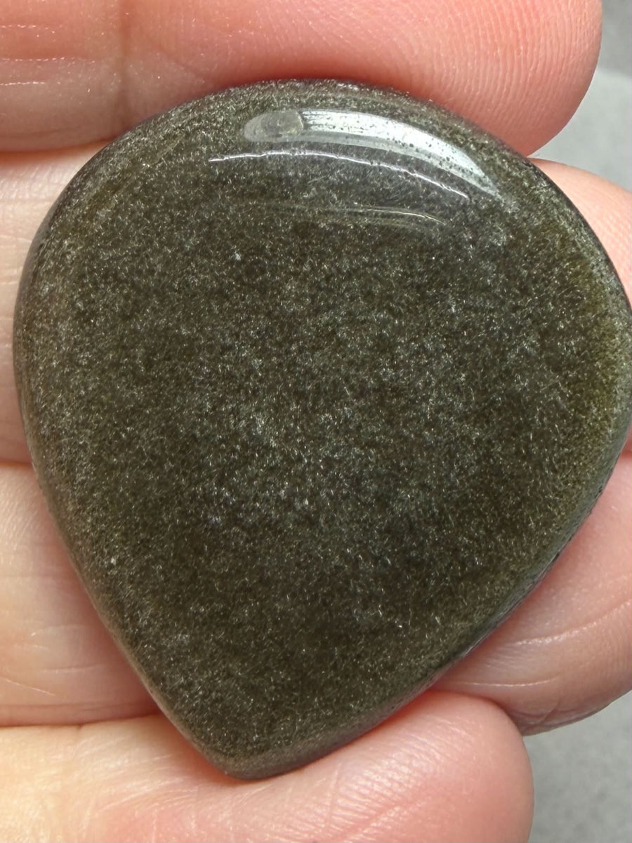 Teardrop 34x29mm Gold Sheen Obsidian Cabochon 47
