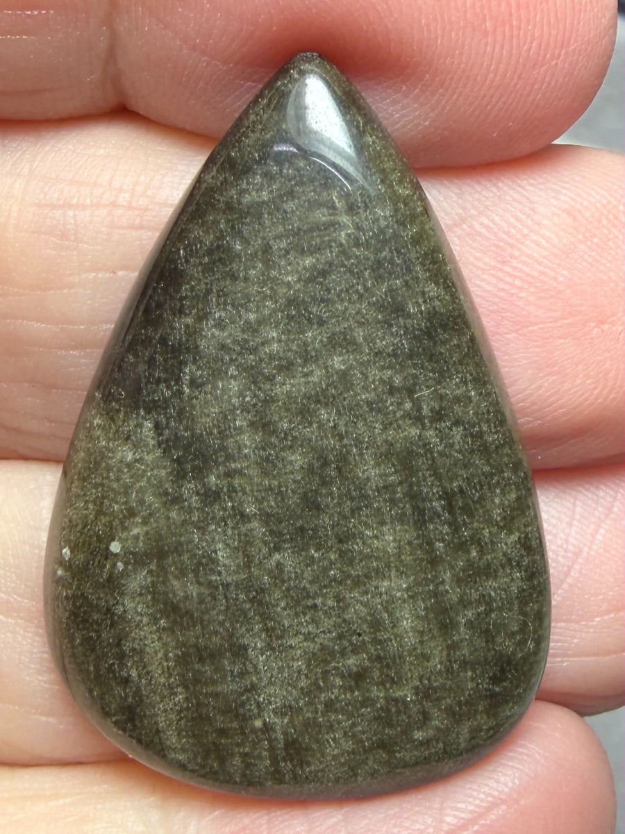 Teardrop 35x24mm Gold Sheen Obsidian Cabochon 48
